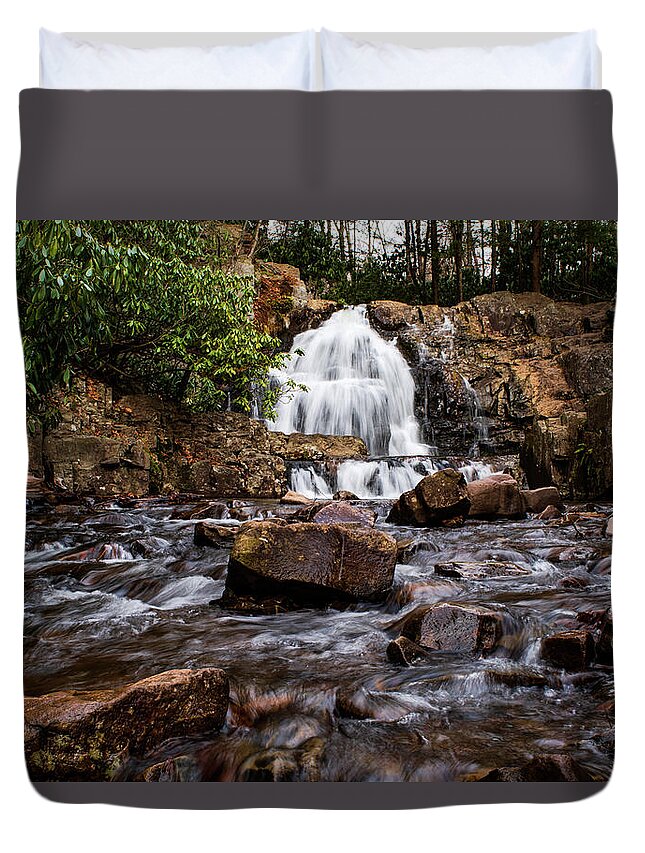 Hawk Falls Duvet Cover featuring the photograph Hawk Falls Centered by Rose Guinther