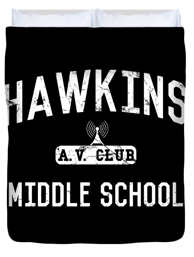 Funny Duvet Cover featuring the digital art Hawkins Middle School Av Club by Flippin Sweet Gear