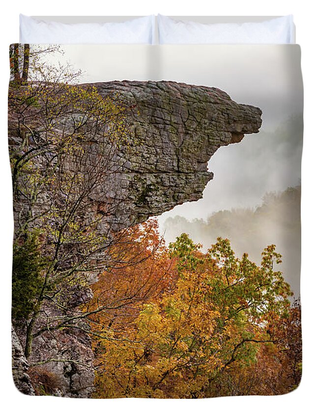 Hawksbill Crag Duvet Cover featuring the photograph Hawksbill Crag at Whitaker Point - Upper Buffalo Wilderness by Gregory Ballos