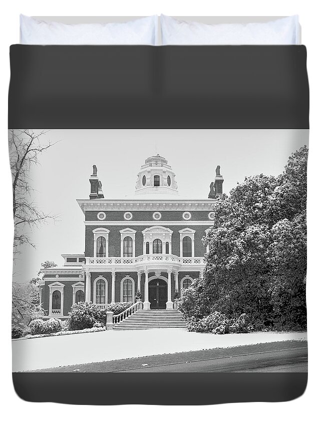Georgia Duvet Cover featuring the photograph Hay House in Snow, 1982 by John Simmons