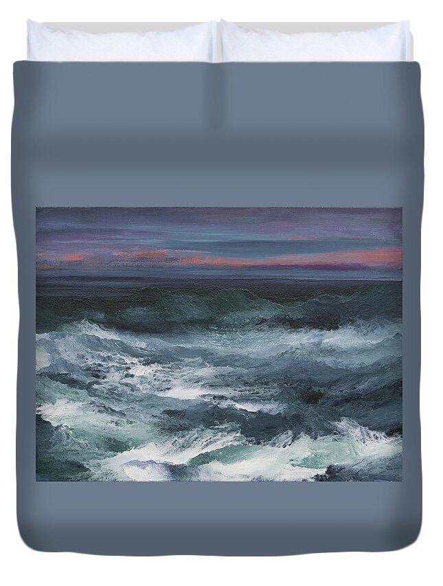 Water Duvet Cover featuring the painting He Stilled the Storm by Linda Bailey
