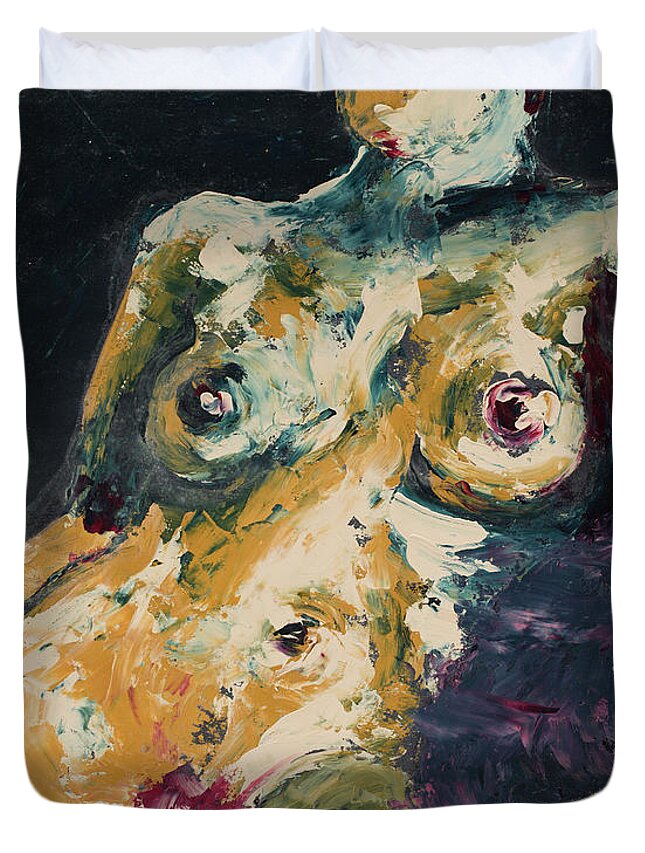Figure Painting Duvet Cover featuring the painting Head Over Heals by PJ Kirk