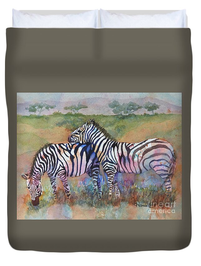 Nancy Charbeneau Duvet Cover featuring the painting Head Rest by Nancy Charbeneau