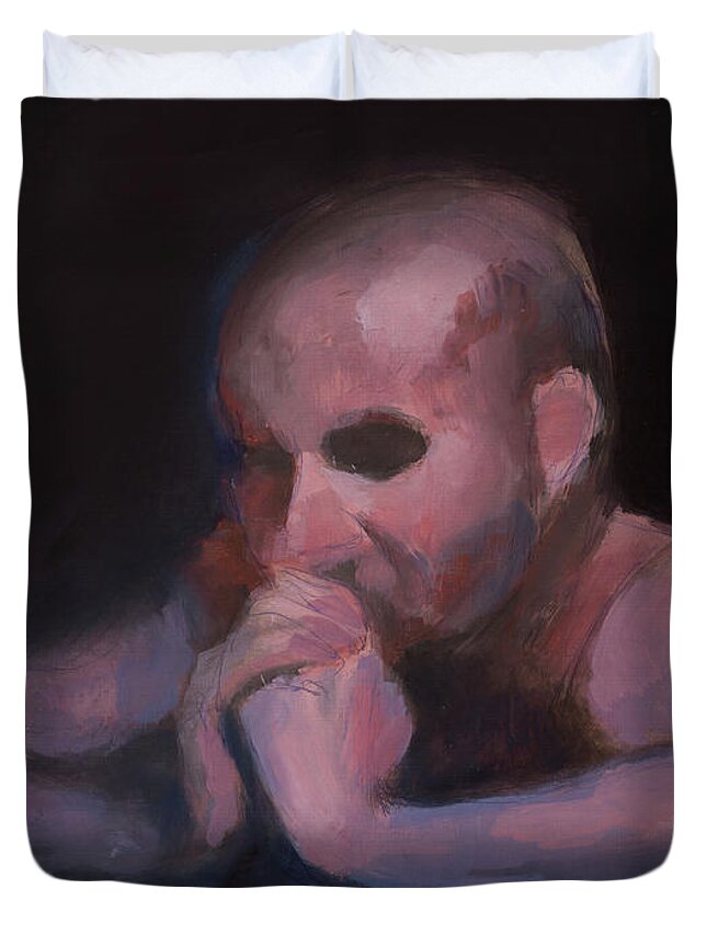 #portrait Duvet Cover featuring the painting Head Study 38 by Veronica Huacuja