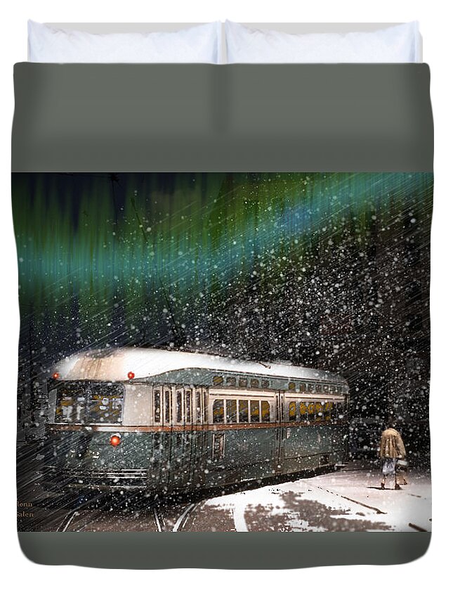 1950s Duvet Cover featuring the mixed media Heading Home by Glenn Galen