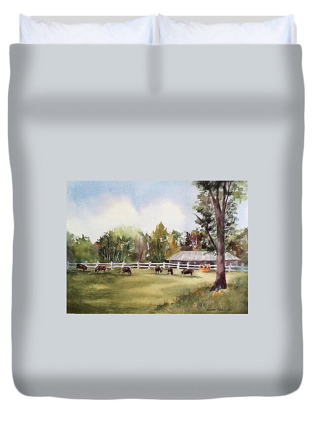  Duvet Cover featuring the painting Heads Up by Barbara Parisien