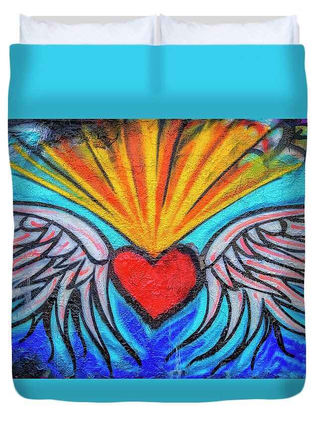 Tom Singleton Photography Duvet Cover featuring the photograph Heart And Feathers by Tom Singleton