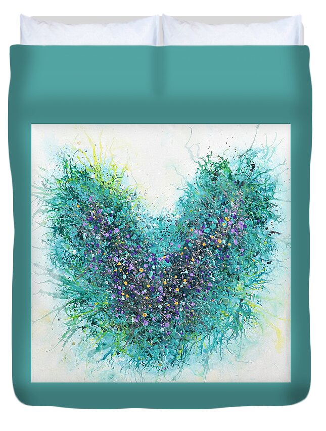 Heart Duvet Cover featuring the painting Heart awakening by Amanda Dagg