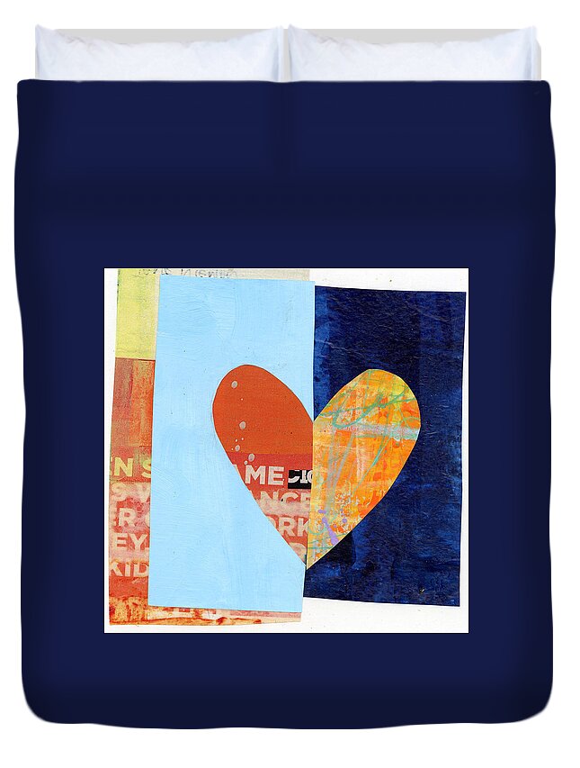 Abstract Art Duvet Cover featuring the digital art Heart Collage #62 by Jane Davies