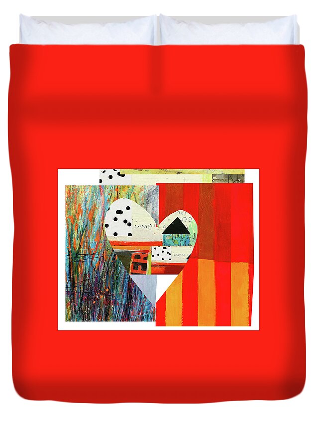 Abstract Art Duvet Cover featuring the digital art Heart Collage #65 by Jane Davies