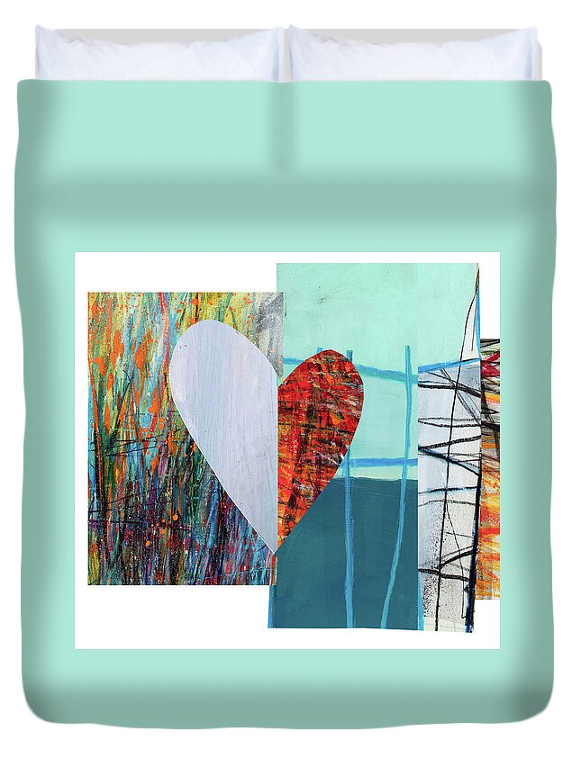 Abstract Art Duvet Cover featuring the digital art Heart Collage #66 by Jane Davies