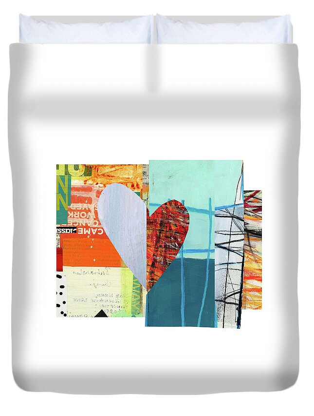 Abstract Art Duvet Cover featuring the digital art Heart Collage #69 by Jane Davies