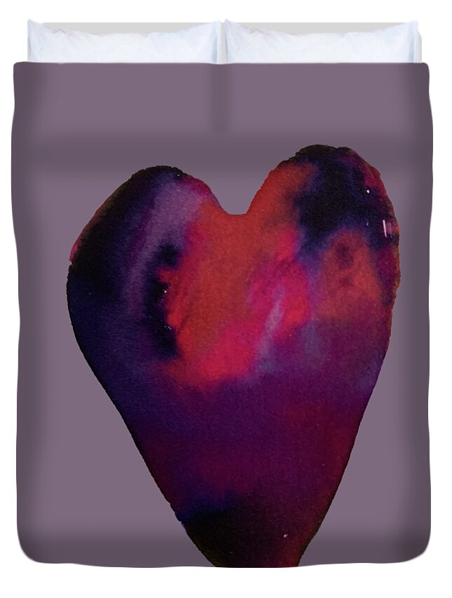 Vibrant Duvet Cover featuring the painting Heart Swirl Pink, Purple, Indigo by Sandy Rakowitz