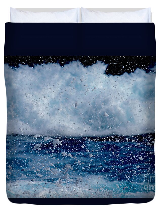 Wave Duvet Cover featuring the photograph Hearts and Bubbles Wave Spray by Debra Banks