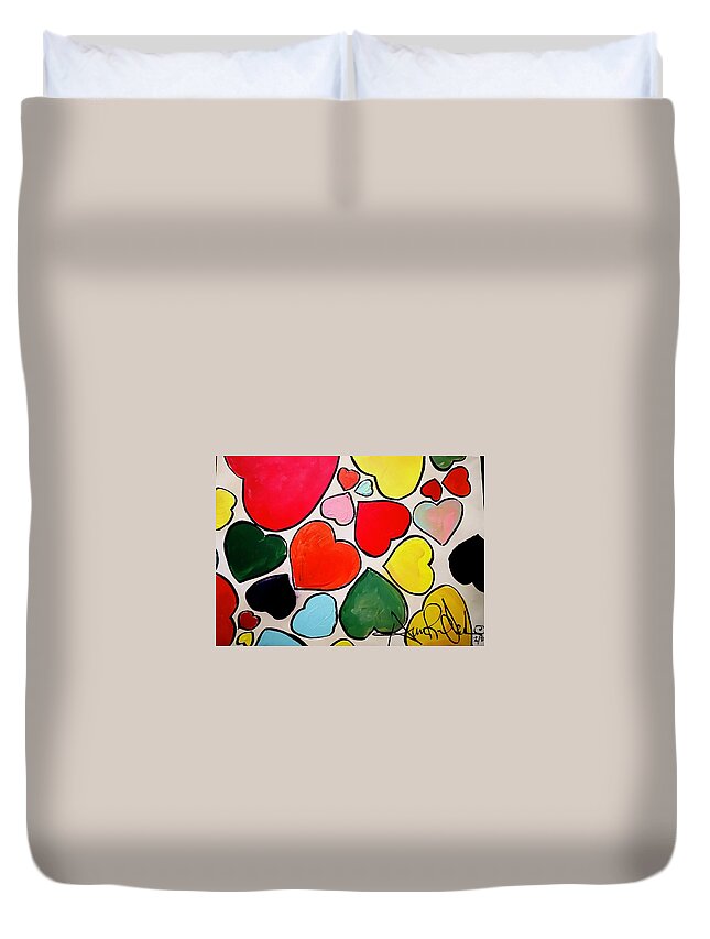  Duvet Cover featuring the painting Hearts by Angie ONeal