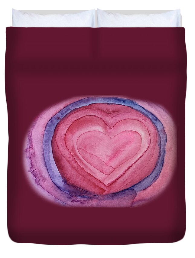 Vibrant Duvet Cover featuring the painting Hearts within Hearts by Sandy Rakowitz