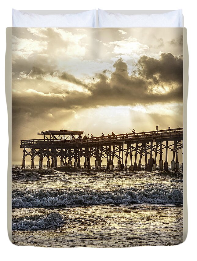 Cocoa Beach Duvet Cover featuring the photograph Heavenly Sunrise by Jennifer White