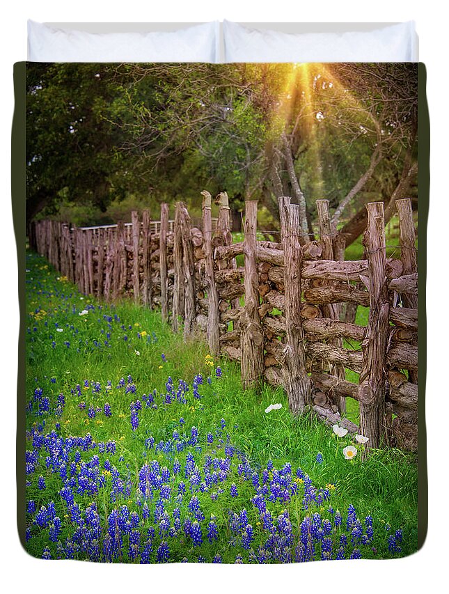 Bluebonets Duvet Cover featuring the photograph Heaven's Light on the Loop by Lynn Bauer
