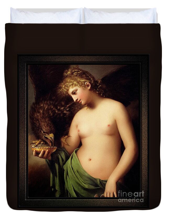 Hebe Duvet Cover featuring the painting Hebe Offering Cup to Jupiter by Gaspare Landi Fine Art Old Masters Reproduction by Rolando Burbon