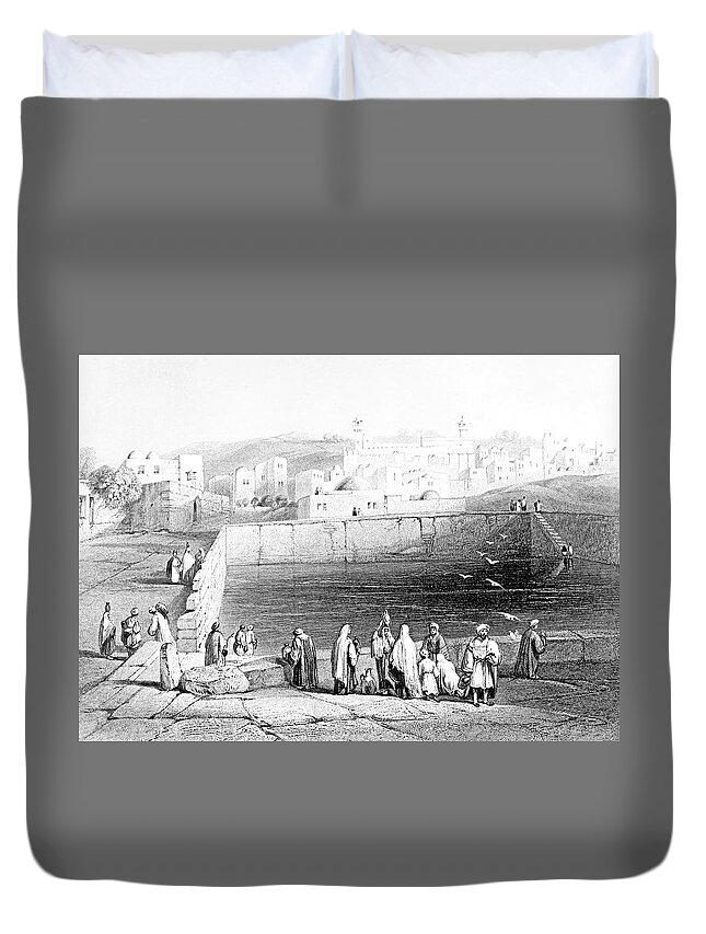 William Henry Bartlett Duvet Cover featuring the photograph Hebron Pool in 1847 by Munir Alawi