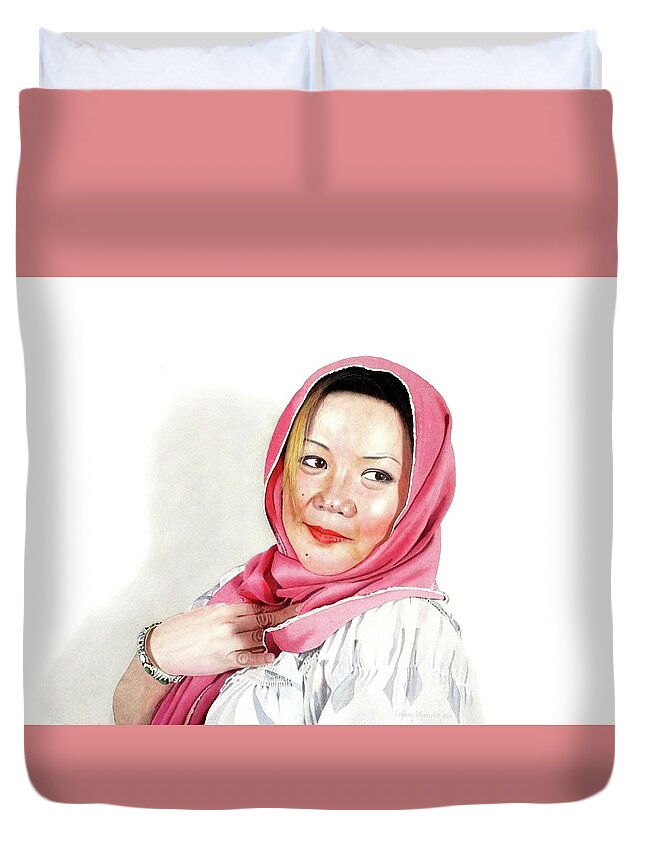Portrait Duvet Cover featuring the painting Heidi, V. by Conrad Mieschke