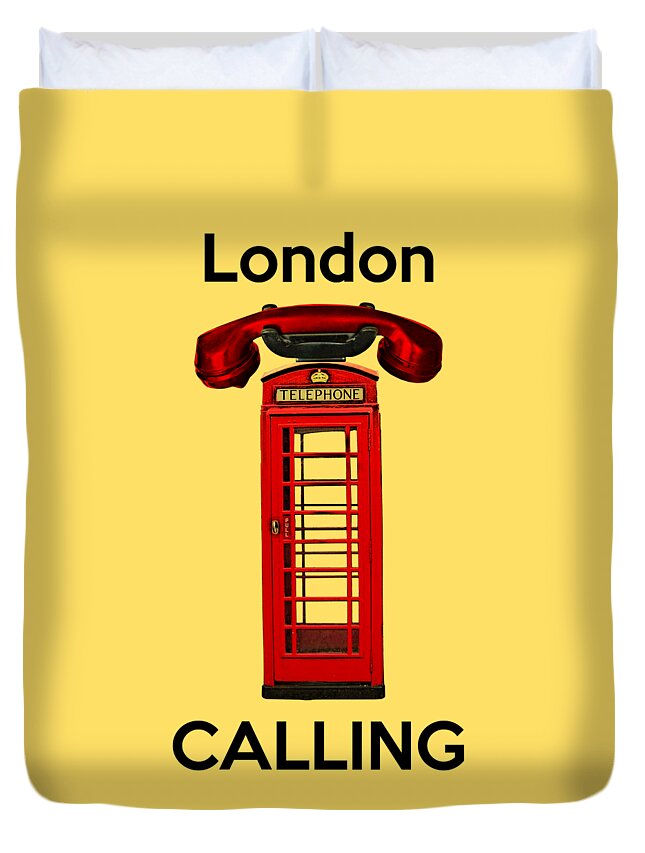 London Calling Duvet Cover featuring the digital art Hello London by Madame Memento