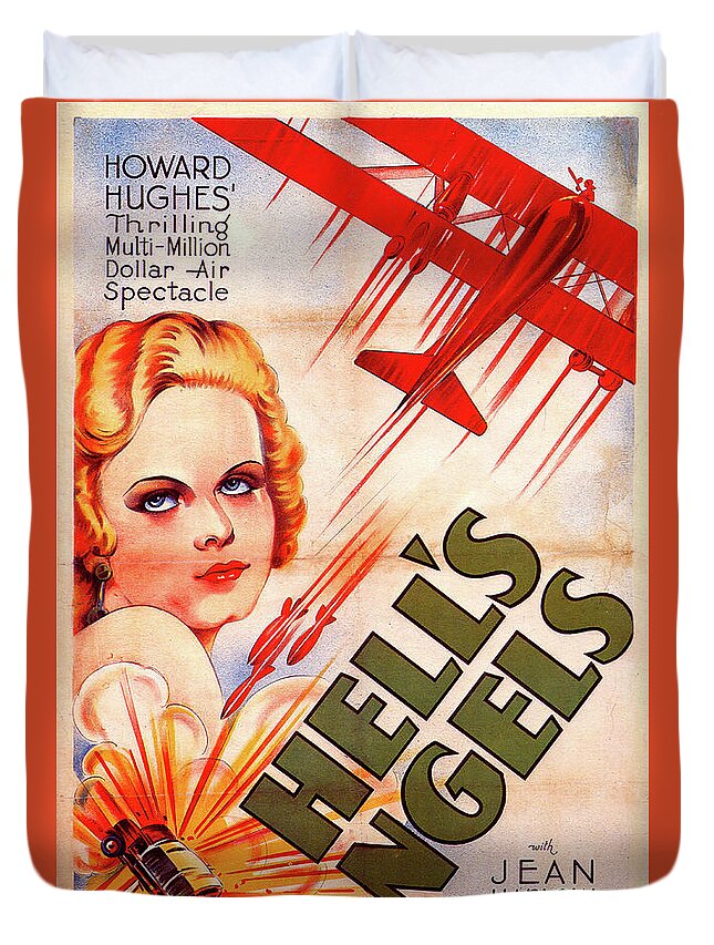 Hell's Duvet Cover featuring the mixed media ''Hell's Angels'' movie poster 1930 by Stars on Art