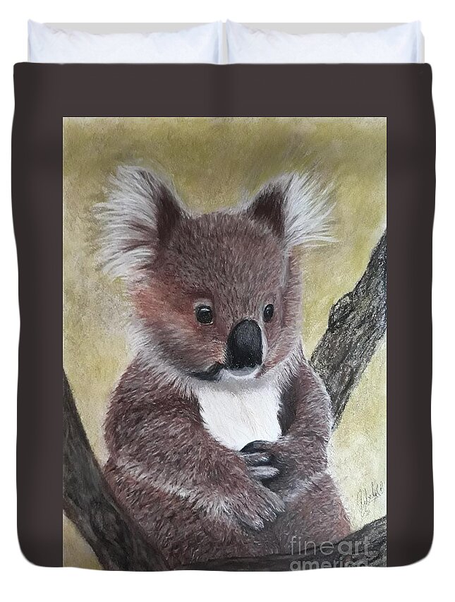 Koala Duvet Cover featuring the painting Sweet koala by Cybele Chaves
