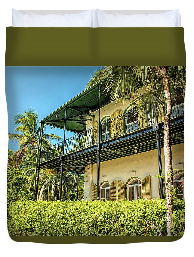 Architecture Duvet Cover featuring the photograph Hemingway House Key West by Kristia Adams