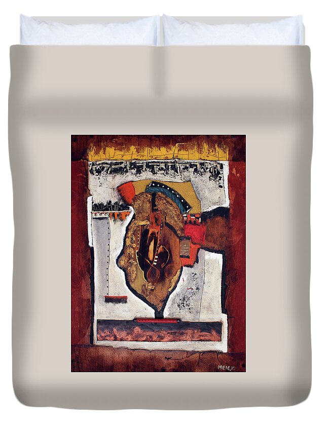 African Art Duvet Cover featuring the painting Here I Am Now by Michael Nene