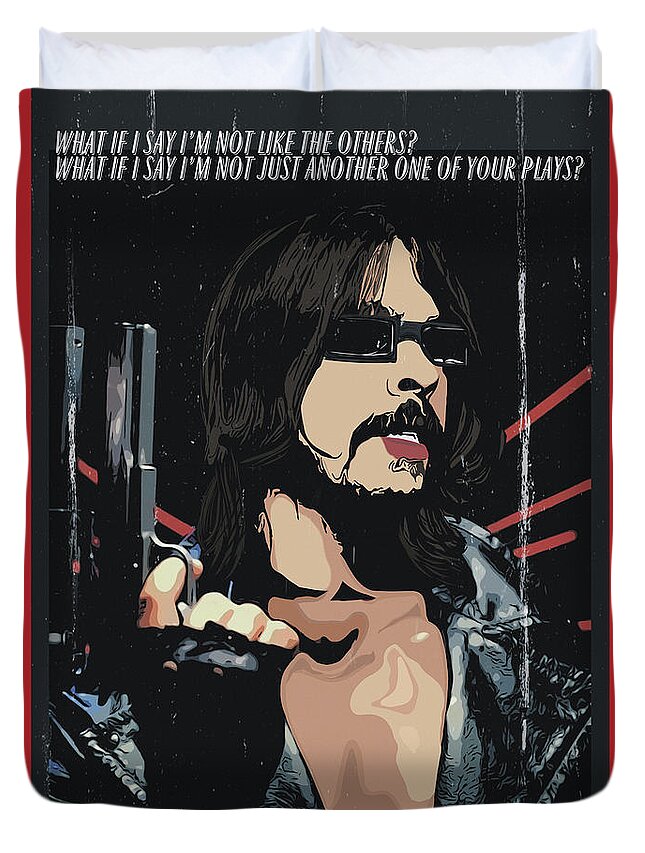 Dave Grohl Duvet Cover featuring the digital art Hes Back by Christina Rick
