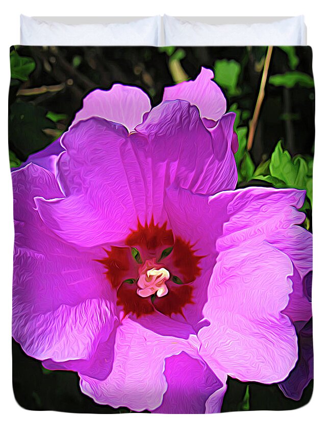 Flower Duvet Cover featuring the photograph Hibiscus in Pink by Roberta Byram