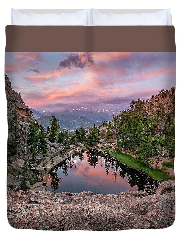 Longs Peak Duvet Cover featuring the photograph Hidden Gem Sunrise by Aaron Spong