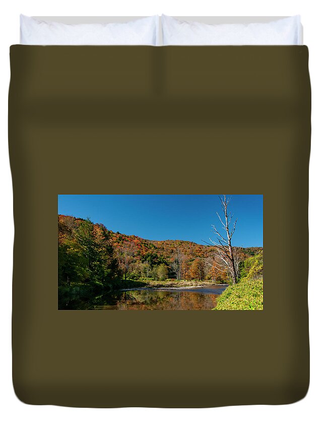 Autumn Duvet Cover featuring the photograph Hidden Pond by Cathy Kovarik