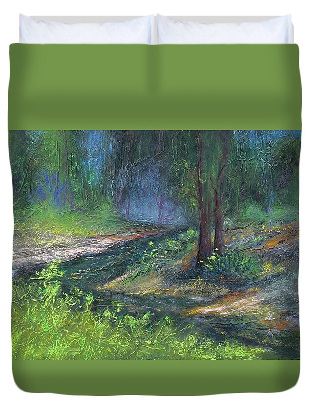 Creek Duvet Cover featuring the pastel High Country Creek by Sandra Lee Scott