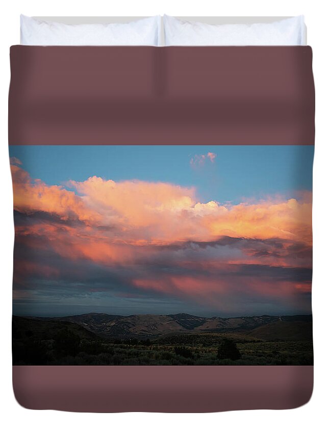 Sunset Duvet Cover featuring the photograph High Desert Skies 7 by Ron Long Ltd Photography