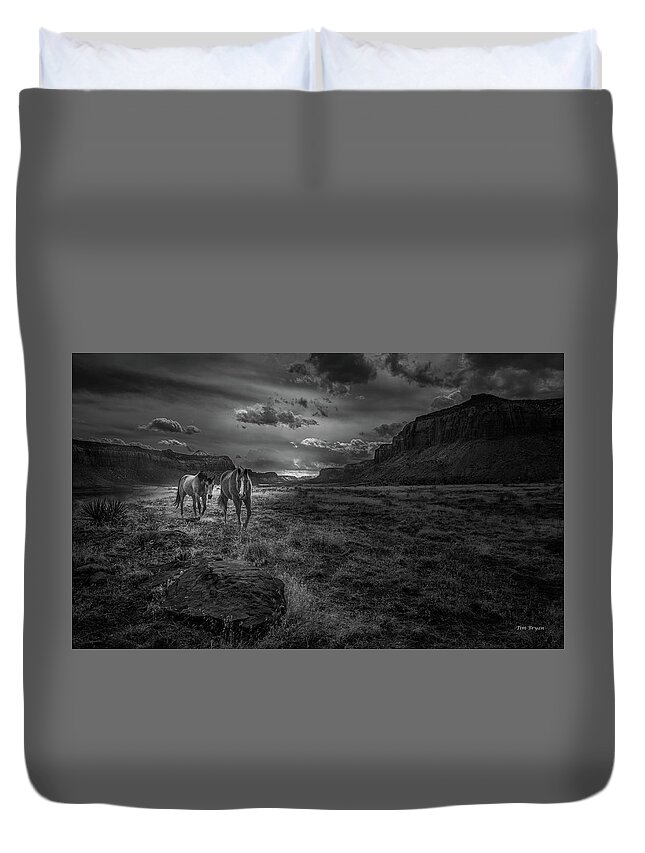 Bears Ears Nm Duvet Cover featuring the photograph High Desert Travelers by Tim Bryan