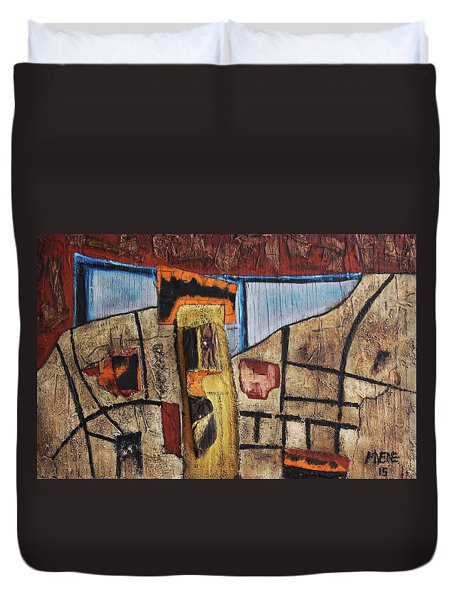 African Art Duvet Cover featuring the painting High Tower by Michael Nene