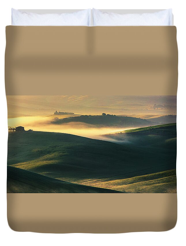 Italy Duvet Cover featuring the photograph Hilly Tuscany Valley by Evgeni Dinev
