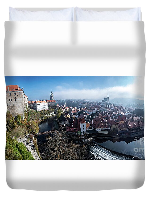 Czech Republic Duvet Cover featuring the photograph Historic City Of Cesky Krumlov In The Czech Republic In Europe by Andreas Berthold