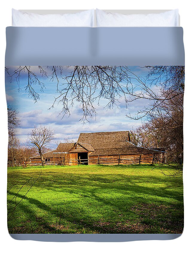 Texas Duvet Cover featuring the photograph Historic Texas Ranch by Ron Long Ltd Photography