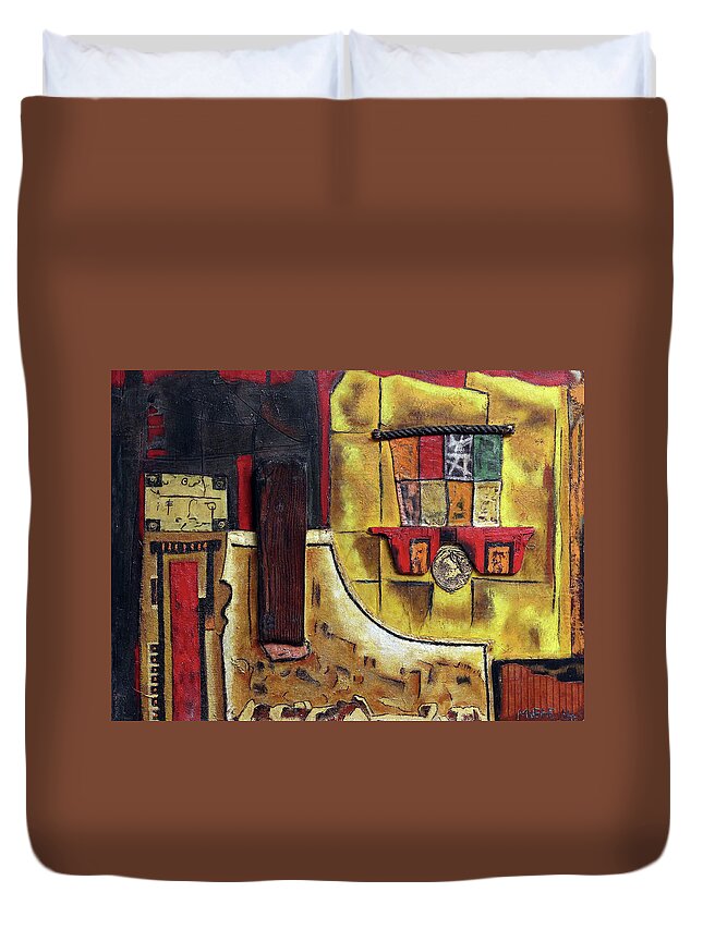  Duvet Cover featuring the painting Hitching A Ride by Michael Nene