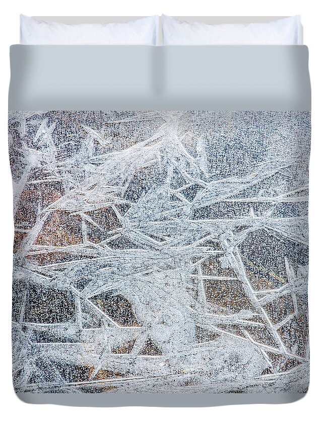Maine Duvet Cover featuring the photograph Hoar Frost on Lake by Stefan Mazzola