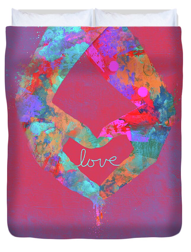 Love Duvet Cover featuring the digital art Holding Hands In Love by Nikki Marie Smith