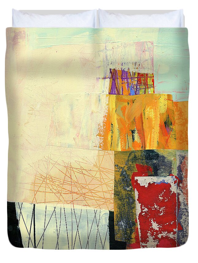 Abstract Art Duvet Cover featuring the painting Holding the Line #2 by Jane Davies