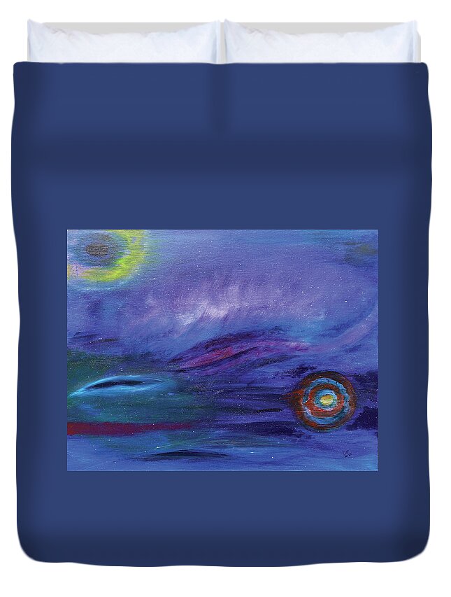 Space Duvet Cover featuring the painting Hole in Time by David Feder