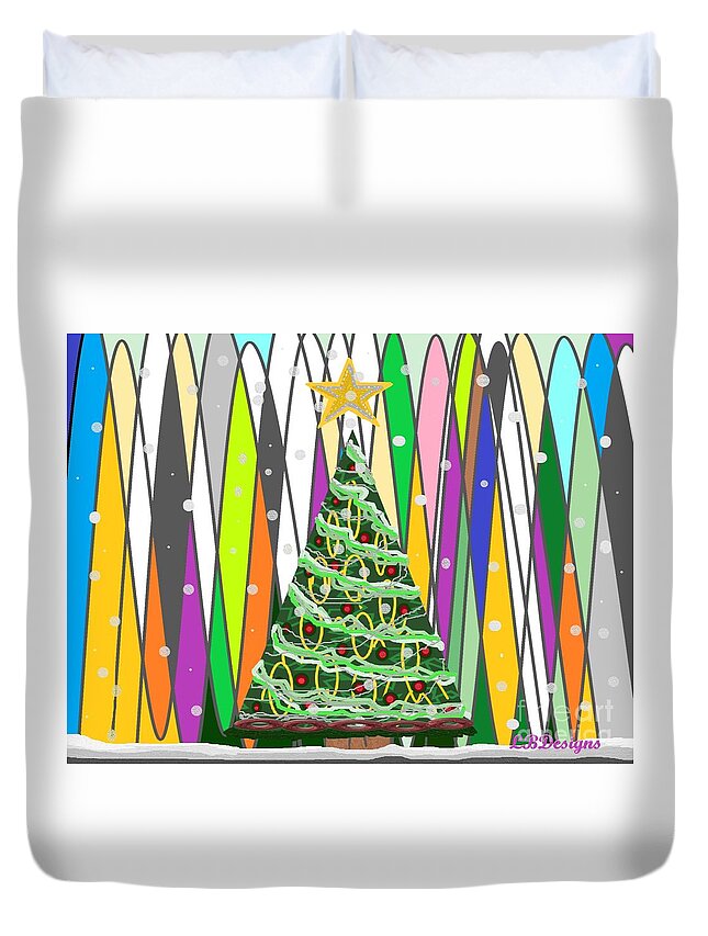 “arts And Design”; Gallery; “winter Plaid”; Holiday; “christmas Tree”; “new Year”; “valentine’s Day”; “abstract”; “modern Minimalism”; Winter Duvet Cover featuring the digital art Holiday Tree by LBDesigns
