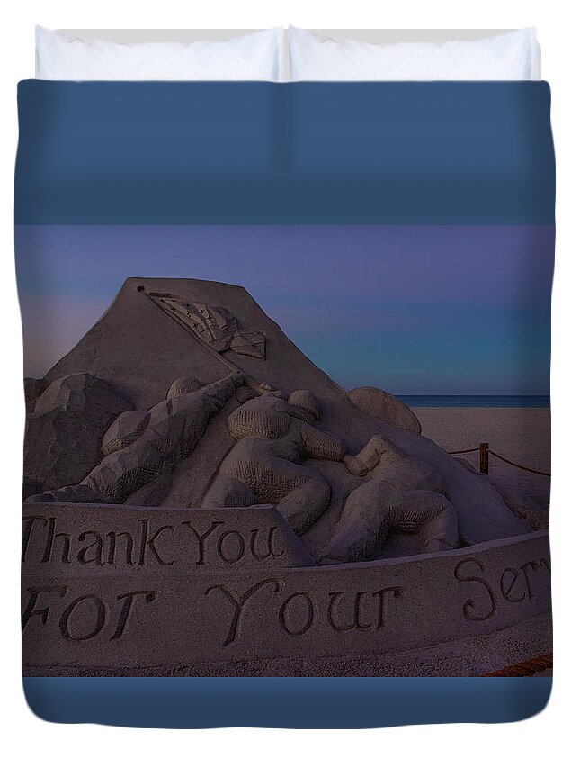 Anna Maria Island Duvet Cover featuring the photograph Holmes Beach sand art by ARTtography by David Bruce Kawchak