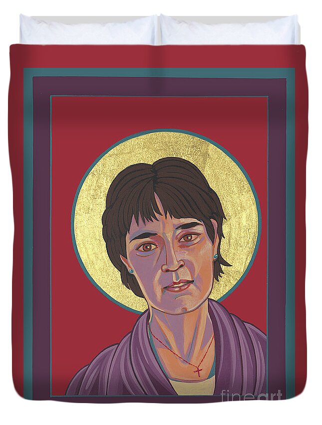 Holy Living Martyr Dianna Ortiz Duvet Cover featuring the painting Holy Living Martyr Dianna Ortiz 317 by William Hart McNichols