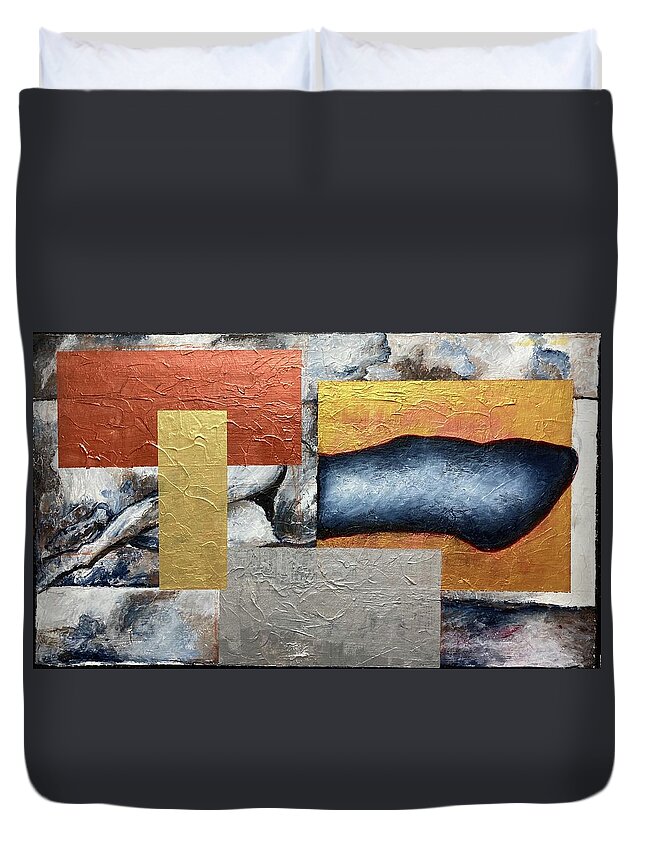 Surrealistic Duvet Cover featuring the painting Homage to Matisse, Magritte, and Ernst by David Euler